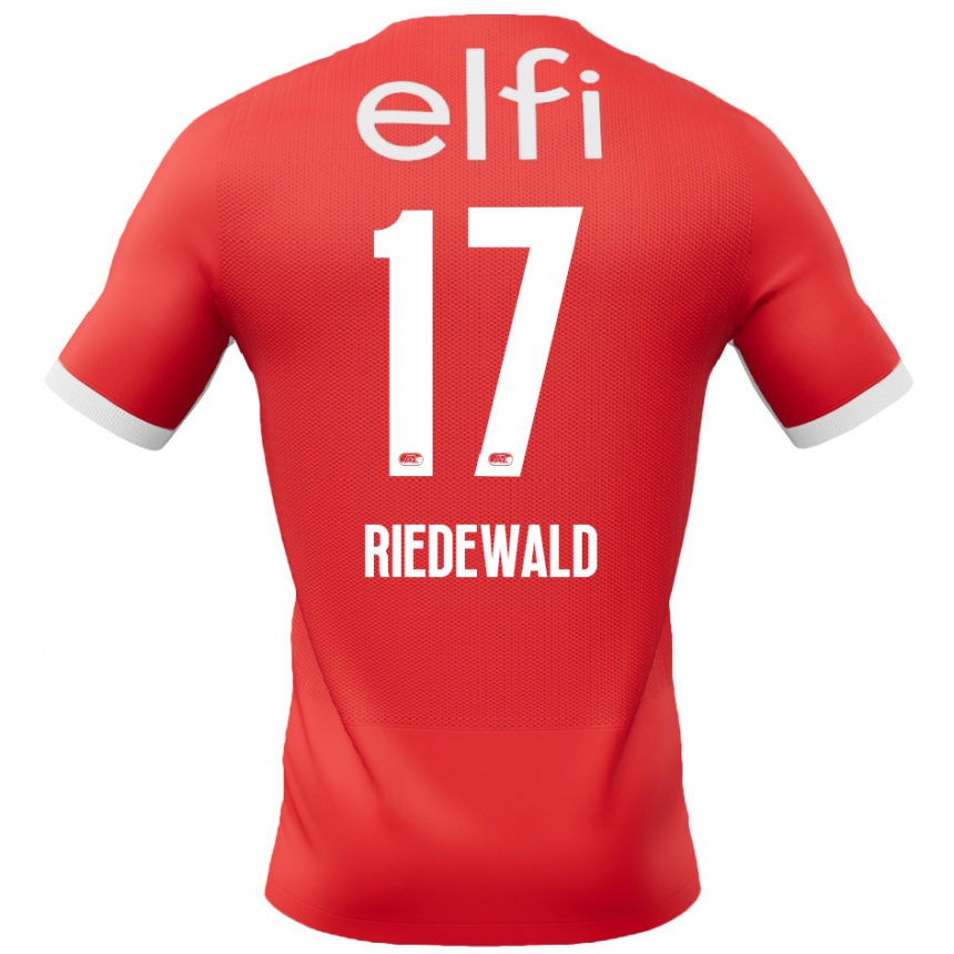 Kinder Fußball Kenzo Riedewald #17 Rot Weiß Heimtrikot Trikot 2024/25 T-Shirt Luxemburg