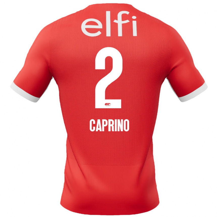 Kinder Fußball Ginia Caprino #2 Rot Weiß Heimtrikot Trikot 2024/25 T-Shirt Luxemburg