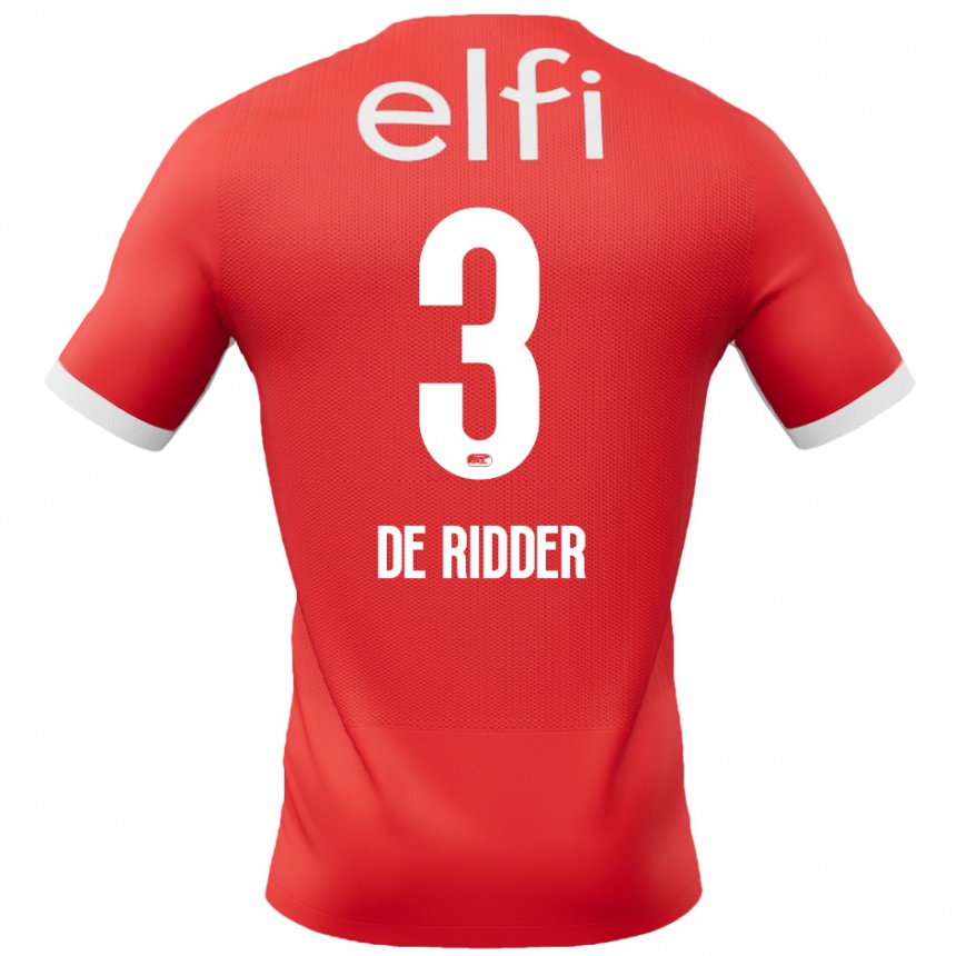 Kinder Fußball Djoeke De Ridder #3 Rot Weiß Heimtrikot Trikot 2024/25 T-Shirt Luxemburg