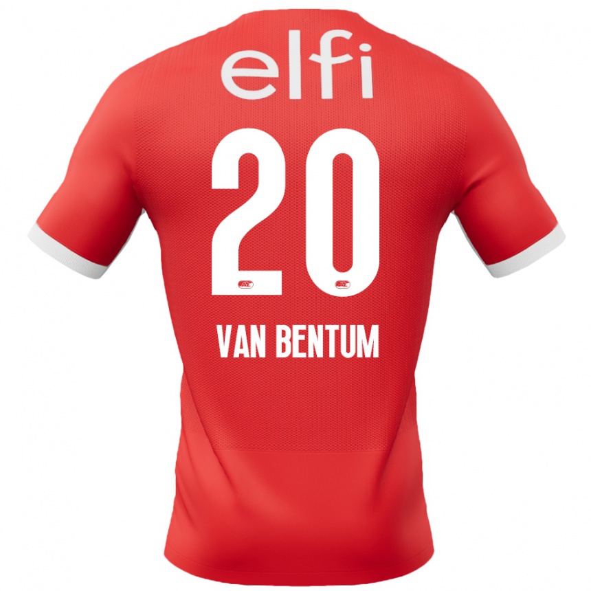 Kinder Fußball Mirte Van Bentum #20 Rot Weiß Heimtrikot Trikot 2024/25 T-Shirt Luxemburg