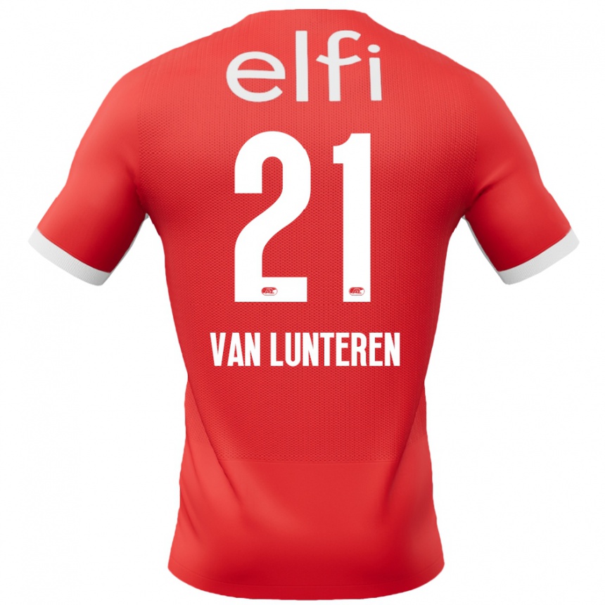 Kinder Fußball Desiree Van Lunteren #21 Rot Weiß Heimtrikot Trikot 2024/25 T-Shirt Luxemburg