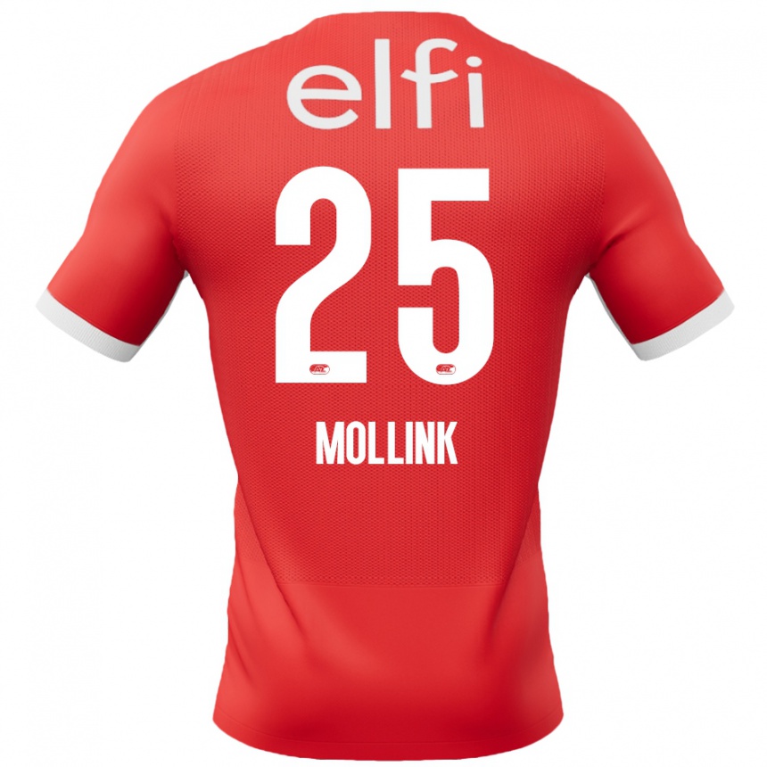 Kinder Fußball Yaël Mollink #25 Rot Weiß Heimtrikot Trikot 2024/25 T-Shirt Luxemburg