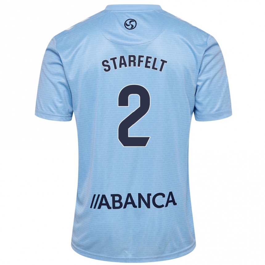 Kinder Fußball Carl Starfelt #2 Himmelblau Heimtrikot Trikot 2024/25 T-Shirt Luxemburg