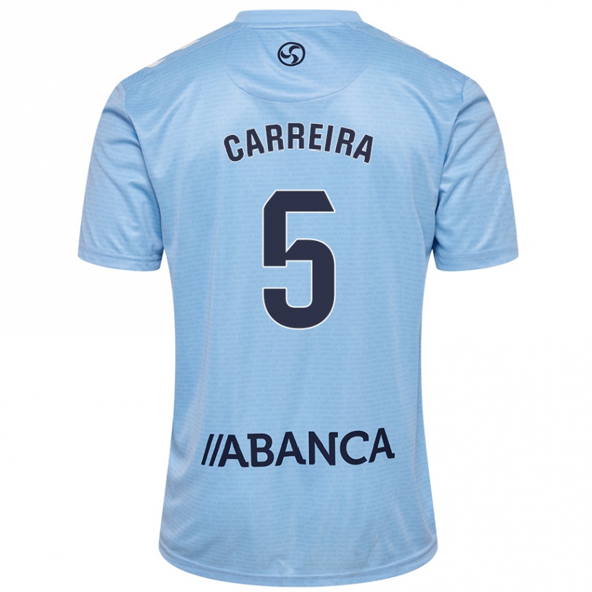 Kinder Fußball Sergio Carreira #5 Himmelblau Heimtrikot Trikot 2024/25 T-Shirt Luxemburg