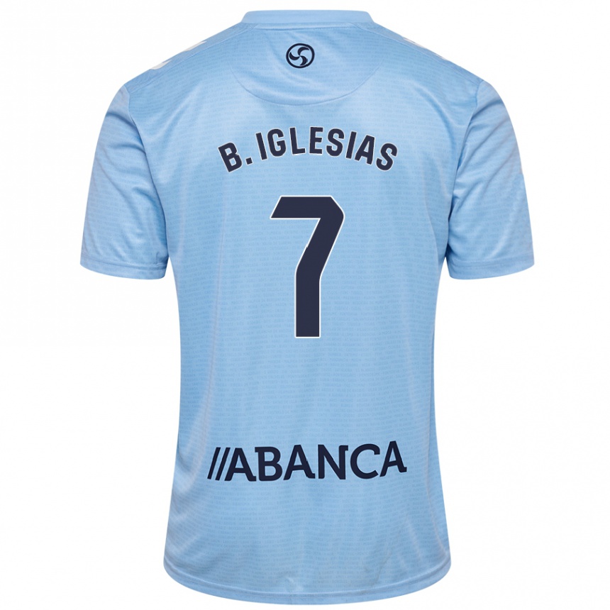 Kinder Fußball Borja Iglesias #7 Himmelblau Heimtrikot Trikot 2024/25 T-Shirt Luxemburg