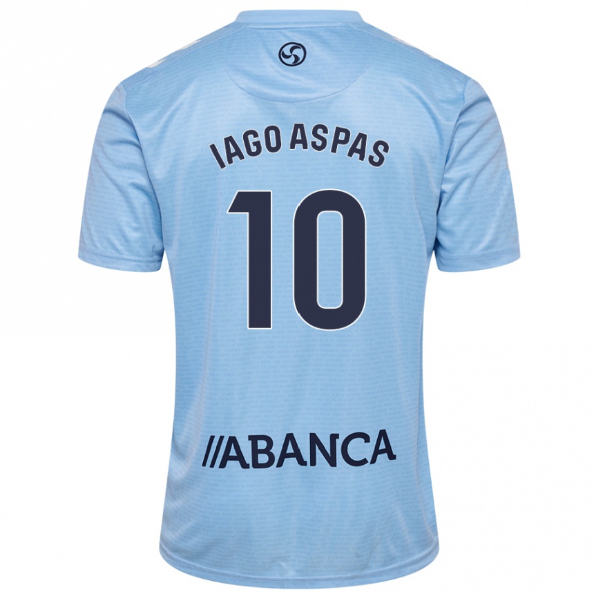 Kinder Fußball Iago Aspas #10 Himmelblau Heimtrikot Trikot 2024/25 T-Shirt Luxemburg