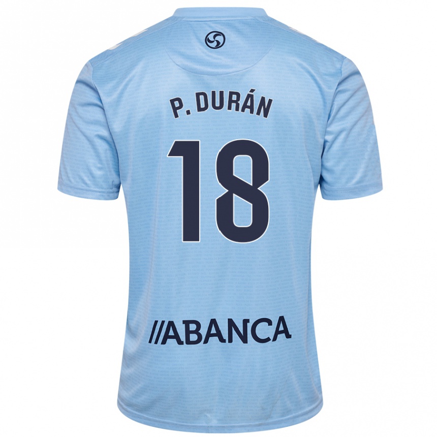 Kinder Fußball Pablo Durán #18 Himmelblau Heimtrikot Trikot 2024/25 T-Shirt Luxemburg