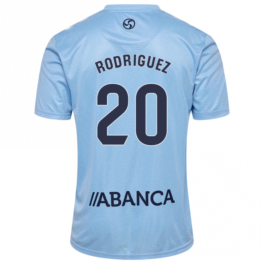 Kinder Fußball Javi Rodríguez #20 Himmelblau Heimtrikot Trikot 2024/25 T-Shirt Luxemburg