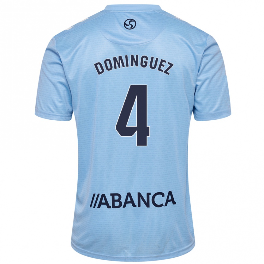 Kinder Fußball Javi Domínguez #4 Himmelblau Heimtrikot Trikot 2024/25 T-Shirt Luxemburg