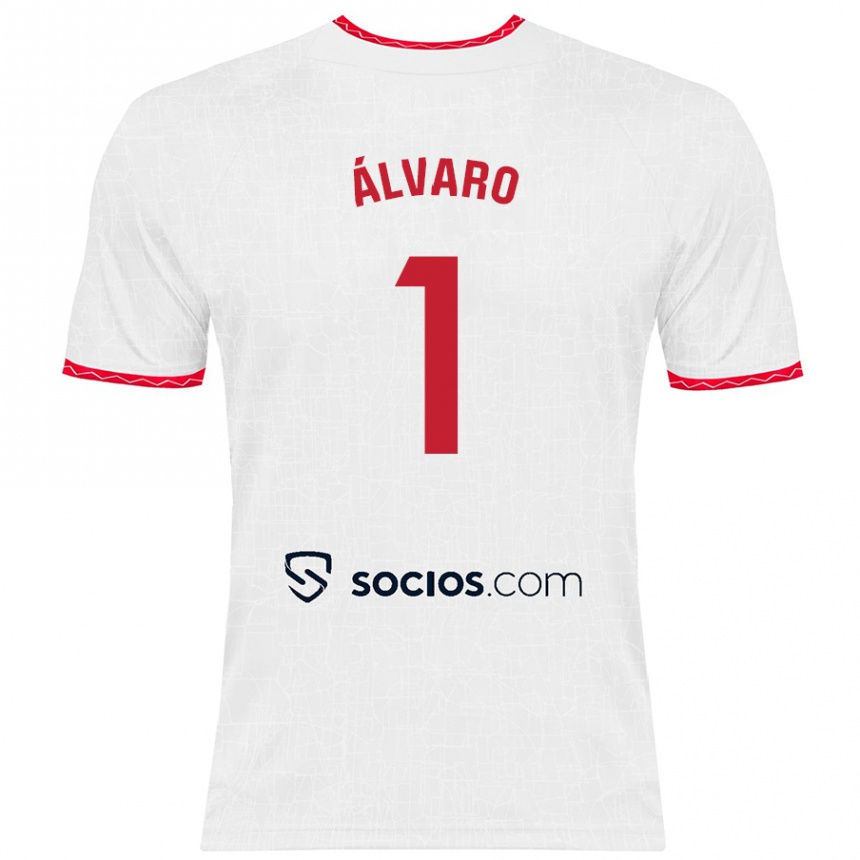 Kinder Fußball Álvaro Fernández #1 Weiß Rot Heimtrikot Trikot 2024/25 T-Shirt Luxemburg