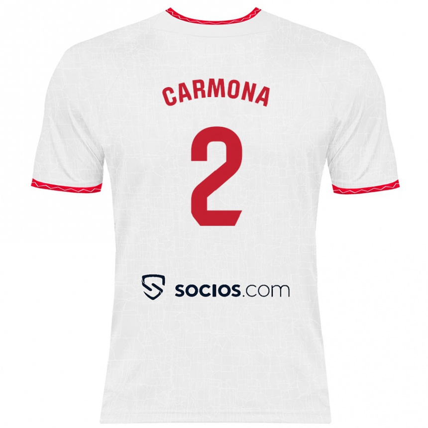 Kinder Fußball José Ángel Carmona #2 Weiß Rot Heimtrikot Trikot 2024/25 T-Shirt Luxemburg