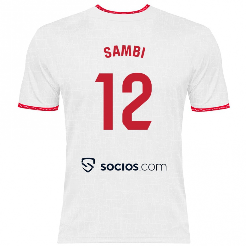 Kinder Fußball Albert Sambi Lokonga #12 Weiß Rot Heimtrikot Trikot 2024/25 T-Shirt Luxemburg