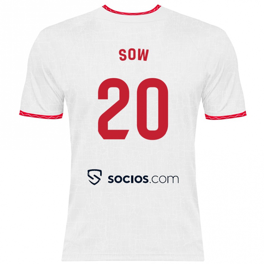 Kinder Fußball Djibril Sow #20 Weiß Rot Heimtrikot Trikot 2024/25 T-Shirt Luxemburg