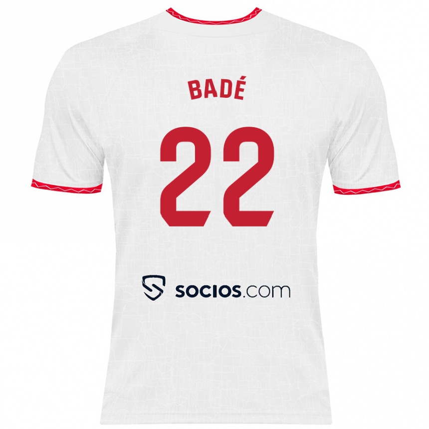 Kinder Fußball Loïc Badé #22 Weiß Rot Heimtrikot Trikot 2024/25 T-Shirt Luxemburg