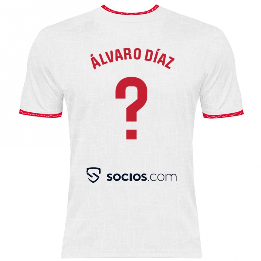 Kinder Fußball Álvaro Díaz #0 Weiß Rot Heimtrikot Trikot 2024/25 T-Shirt Luxemburg