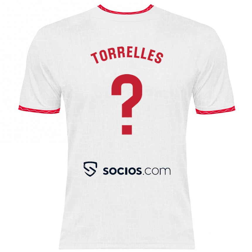 Kinder Fußball Genís Torrelles #0 Weiß Rot Heimtrikot Trikot 2024/25 T-Shirt Luxemburg