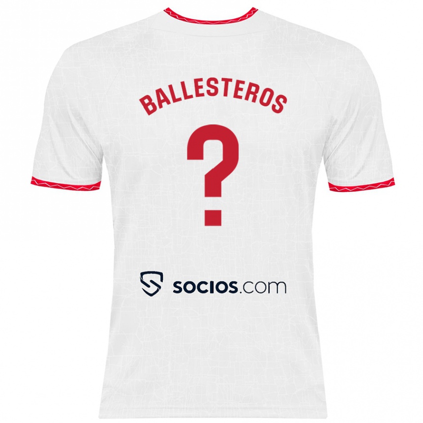 Kinder Fußball Gonzalo Ballesteros #0 Weiß Rot Heimtrikot Trikot 2024/25 T-Shirt Luxemburg