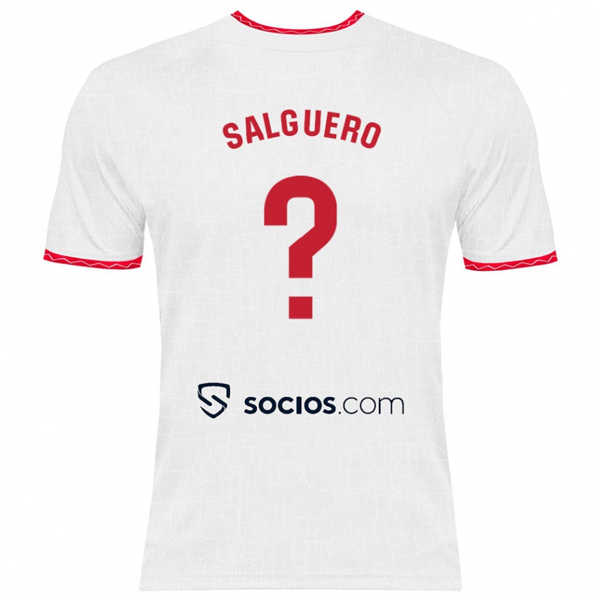 Kinder Fußball Iván Salguero #0 Weiß Rot Heimtrikot Trikot 2024/25 T-Shirt Luxemburg