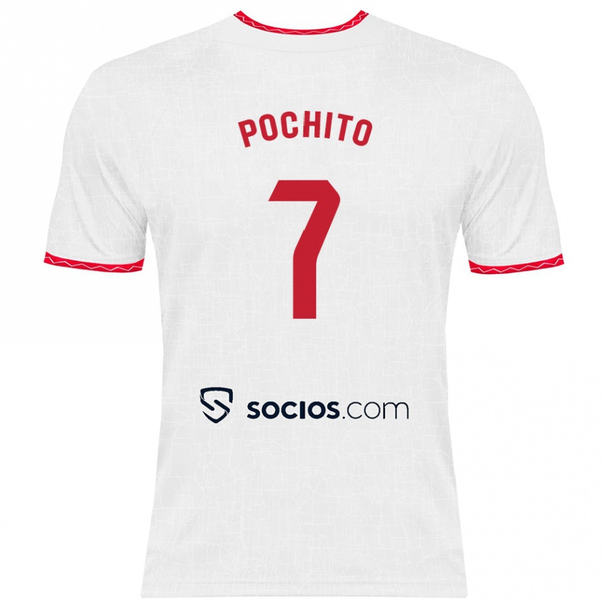 Kinder Fußball Pochito #7 Weiß Rot Heimtrikot Trikot 2024/25 T-Shirt Luxemburg