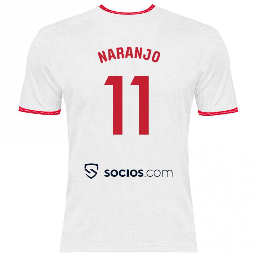 Kinder Fußball Mario Naranjo #11 Weiß Rot Heimtrikot Trikot 2024/25 T-Shirt Luxemburg