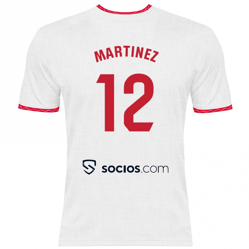 Kinder Fußball Gabri Martinez #12 Weiß Rot Heimtrikot Trikot 2024/25 T-Shirt Luxemburg