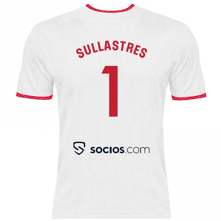 Kinder Fußball Esther Sullastres Ayuso #1 Weiß Rot Heimtrikot Trikot 2024/25 T-Shirt Luxemburg