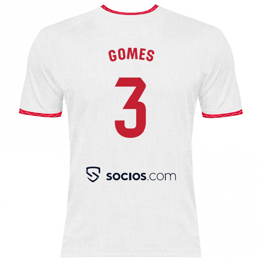 Kinder Fußball Diana Gomes #3 Weiß Rot Heimtrikot Trikot 2024/25 T-Shirt Luxemburg