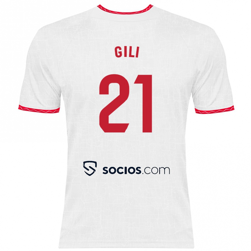 Kinder Fußball Gemma Gili #21 Weiß Rot Heimtrikot Trikot 2024/25 T-Shirt Luxemburg