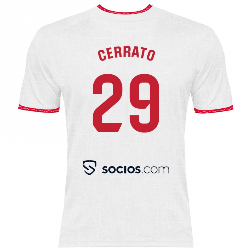 Kinder Fußball Alba Cerrato Izquierdo #29 Weiß Rot Heimtrikot Trikot 2024/25 T-Shirt Luxemburg