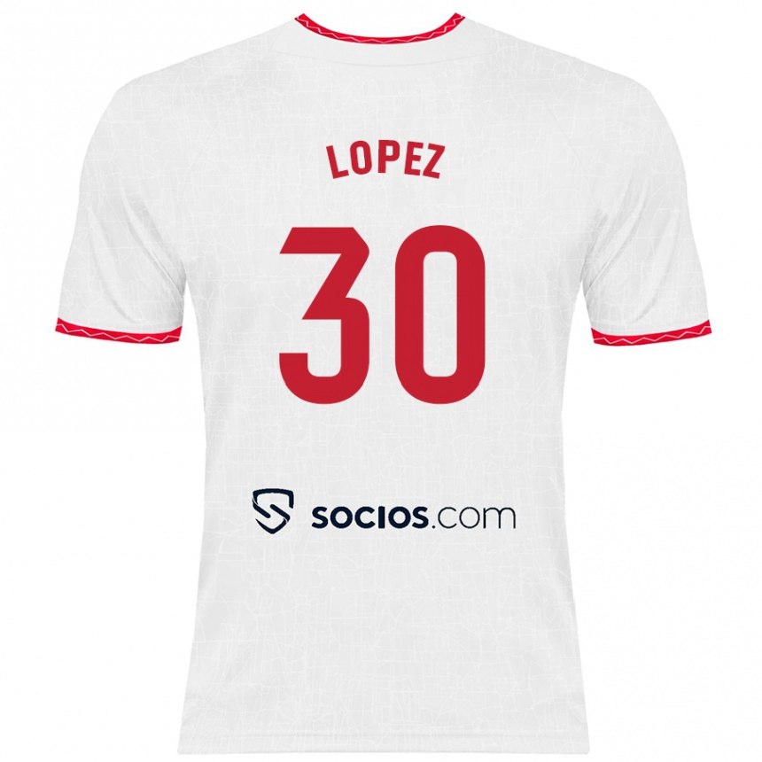 Kinder Fußball Alba López #30 Weiß Rot Heimtrikot Trikot 2024/25 T-Shirt Luxemburg