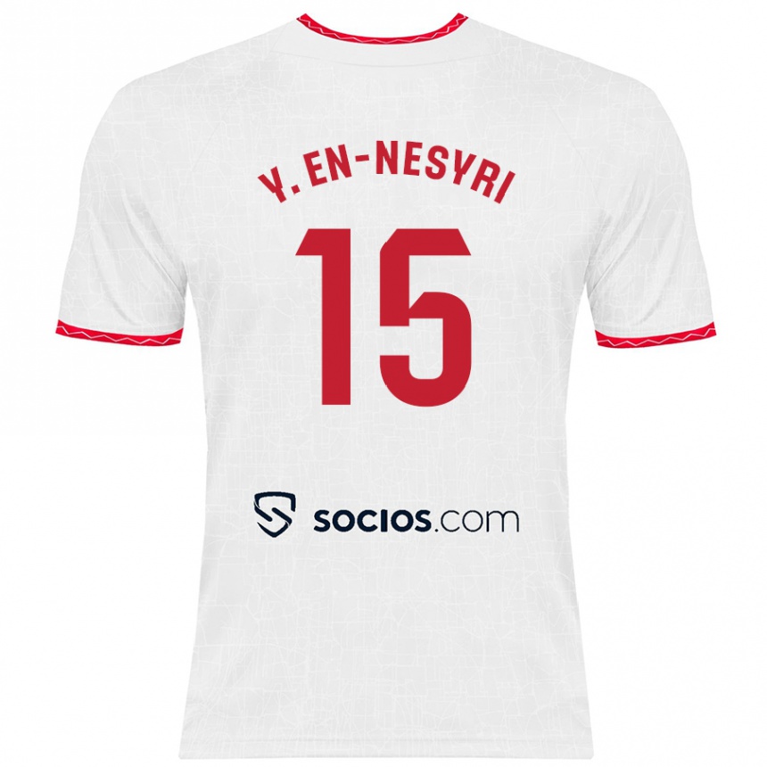 Kinder Fußball Youssef En-Nesyri #15 Weiß Rot Heimtrikot Trikot 2024/25 T-Shirt Luxemburg