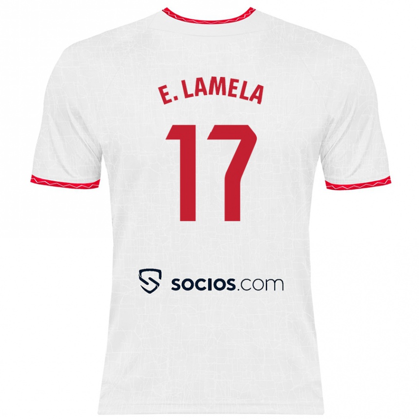 Kinder Fußball Erik Lamela #17 Weiß Rot Heimtrikot Trikot 2024/25 T-Shirt Luxemburg