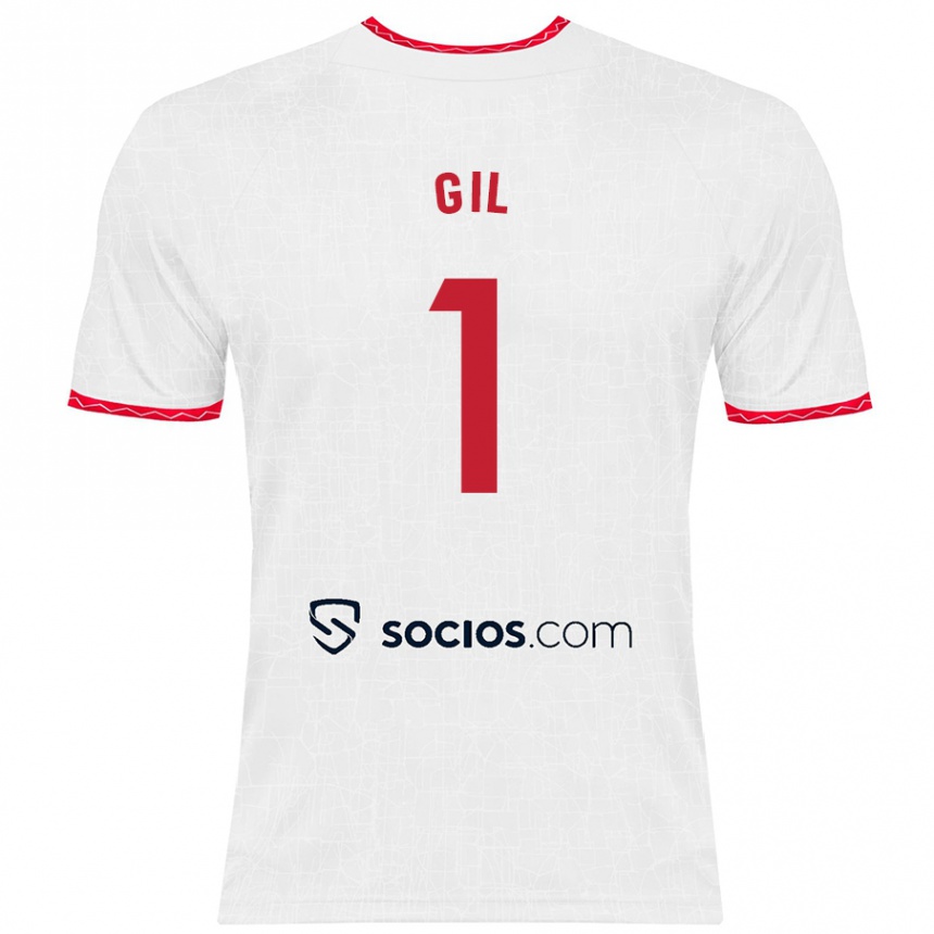 Kinder Fußball David Gil #1 Weiß Rot Heimtrikot Trikot 2024/25 T-Shirt Luxemburg