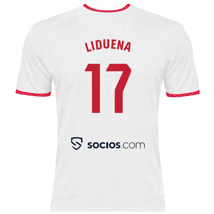 Kinder Fußball Daniel Lidueña #17 Weiß Rot Heimtrikot Trikot 2024/25 T-Shirt Luxemburg