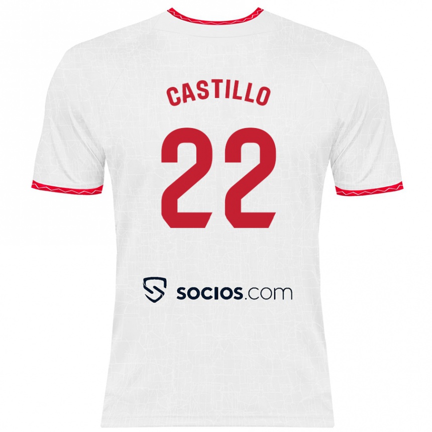 Kinder Fußball José Castillo #22 Weiß Rot Heimtrikot Trikot 2024/25 T-Shirt Luxemburg