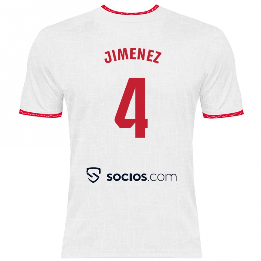 Kinder Fußball Diego Jiménez #4 Weiß Rot Heimtrikot Trikot 2024/25 T-Shirt Luxemburg