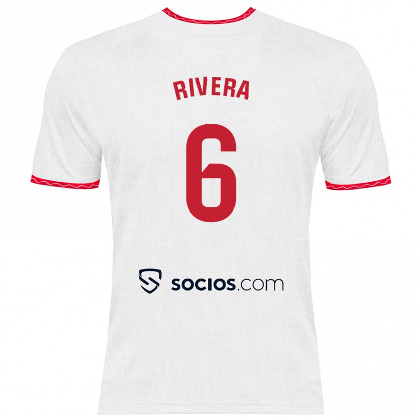 Kinder Fußball Pablo Rivera #6 Weiß Rot Heimtrikot Trikot 2024/25 T-Shirt Luxemburg