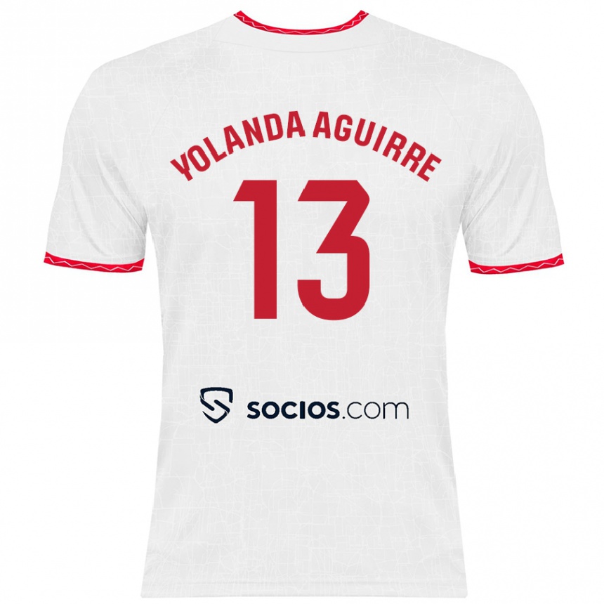 Kinder Fußball Yolanda Aguirre Gutiérrez #13 Weiß Rot Heimtrikot Trikot 2024/25 T-Shirt Luxemburg