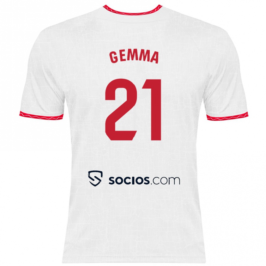 Kinder Fußball Gemma Gili Giner #21 Weiß Rot Heimtrikot Trikot 2024/25 T-Shirt Luxemburg