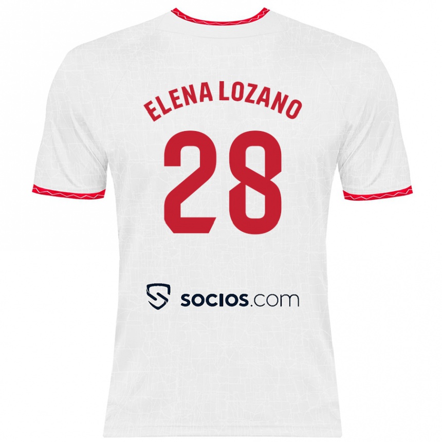 Kinder Fußball Elena Lozano Gallego #28 Weiß Rot Heimtrikot Trikot 2024/25 T-Shirt Luxemburg