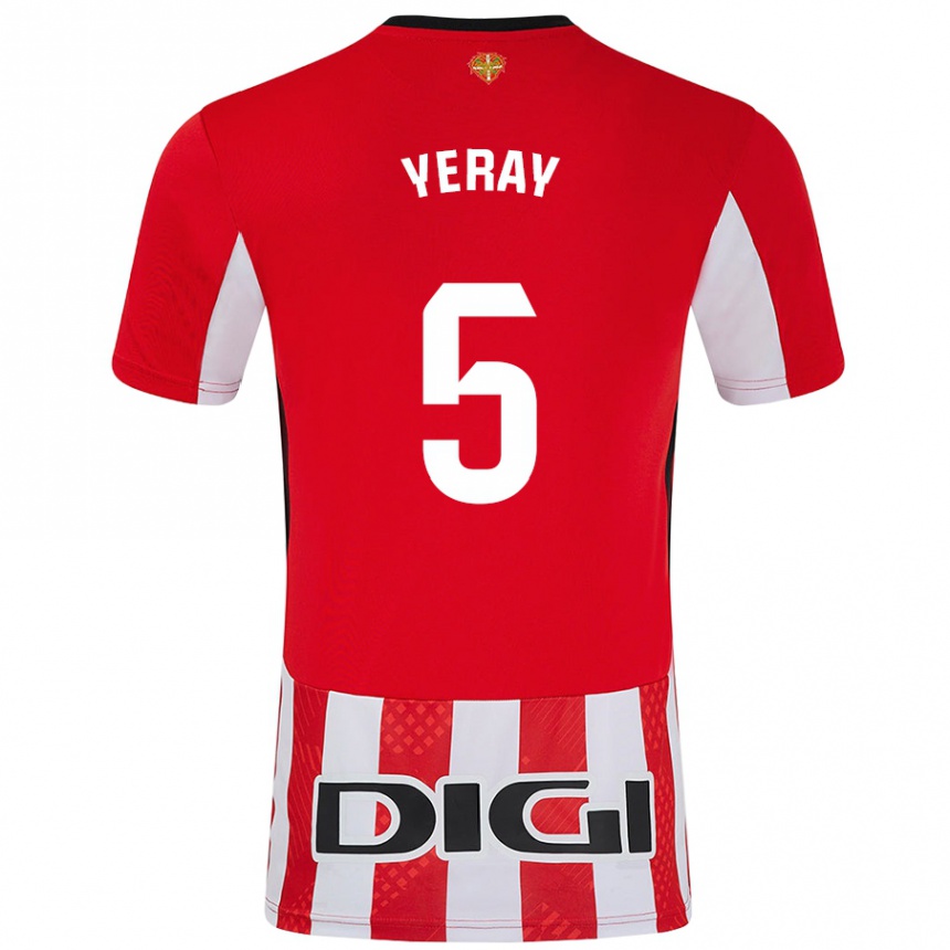 Kinder Fußball Yeray Álvarez #5 Rot Weiß Heimtrikot Trikot 2024/25 T-Shirt Luxemburg