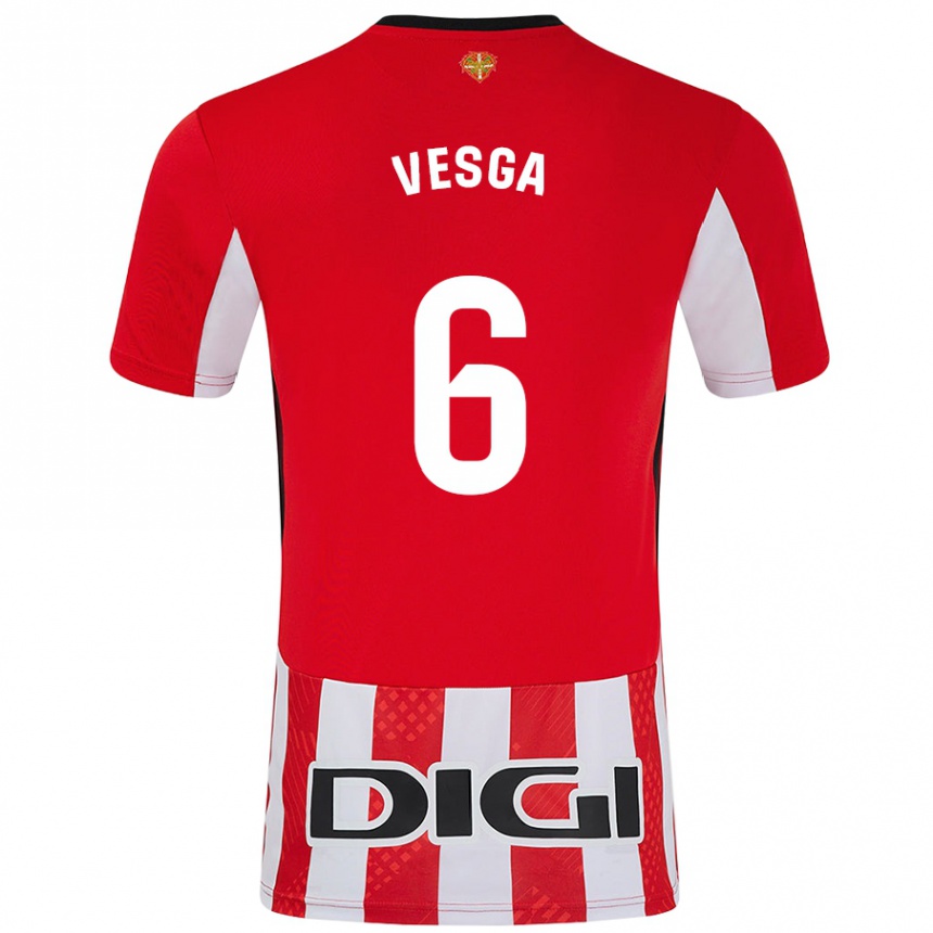 Kinder Fußball Mikel Vesga #6 Rot Weiß Heimtrikot Trikot 2024/25 T-Shirt Luxemburg