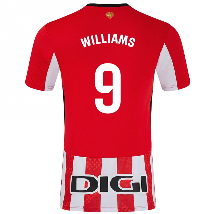 Kinder Fußball Iñaki Williams #9 Rot Weiß Heimtrikot Trikot 2024/25 T-Shirt Luxemburg