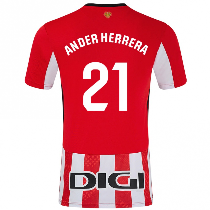 Kinder Fußball Ander Herrera #21 Rot Weiß Heimtrikot Trikot 2024/25 T-Shirt Luxemburg