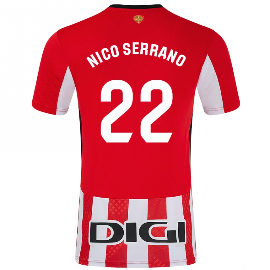 Kinder Fußball Nico Serrano #22 Rot Weiß Heimtrikot Trikot 2024/25 T-Shirt Luxemburg