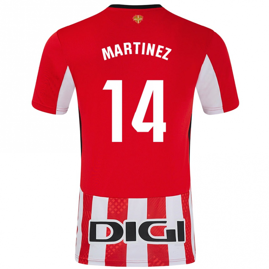 Kinder Fußball Pablo Martínez #14 Rot Weiß Heimtrikot Trikot 2024/25 T-Shirt Luxemburg