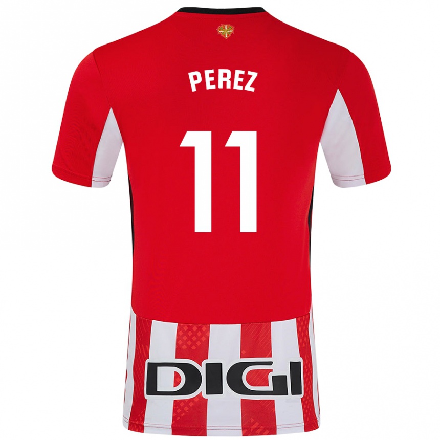 Kinder Fußball Adrián Pérez #11 Rot Weiß Heimtrikot Trikot 2024/25 T-Shirt Luxemburg