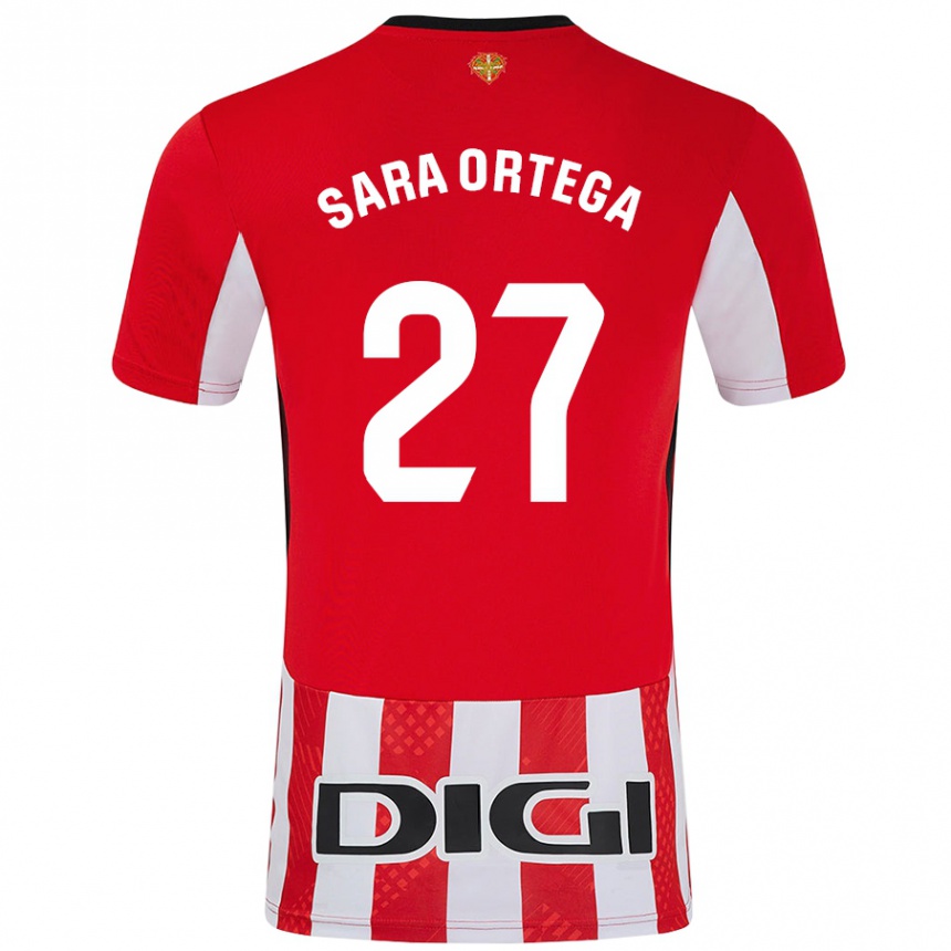 Kinder Fußball Sara Ortega Ruiz #27 Rot Weiß Heimtrikot Trikot 2024/25 T-Shirt Luxemburg