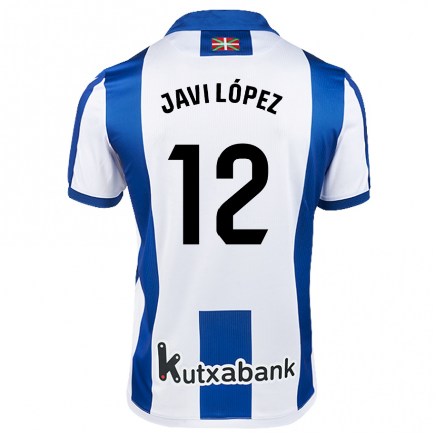 Kinder Fußball Javi López #12 Weiß Blau Heimtrikot Trikot 2024/25 T-Shirt Luxemburg