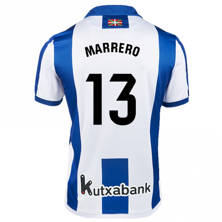 Kinder Fußball Unai Marrero #13 Weiß Blau Heimtrikot Trikot 2024/25 T-Shirt Luxemburg